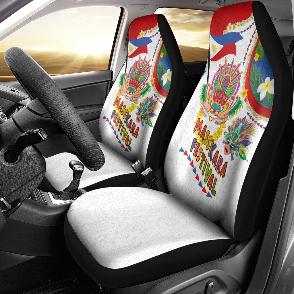 Philippines MassKara Festival Car Seat Cover Smile Masks with Hawaiian Art Pattern and Tropical Plants LT03 - Polynesian Pride