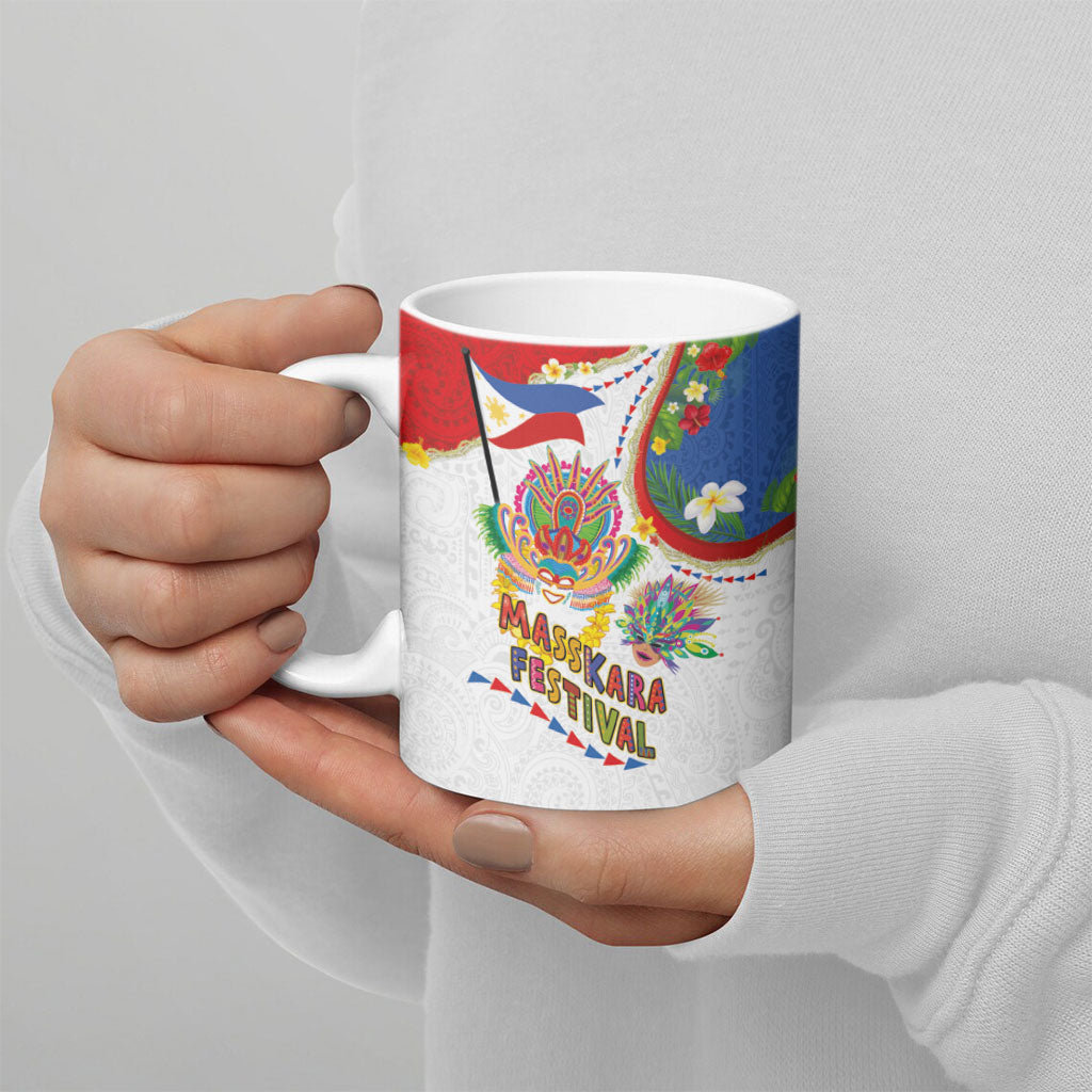 Philippines MassKara Festival Ceramic Mug Smile Masks with Hawaiian Art Pattern and Tropical Plants LT03 - Polynesian Pride