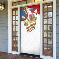 Philippines MassKara Festival Door Cover Smile Masks with Hawaiian Art Pattern and Tropical Plants LT03 - Polynesian Pride