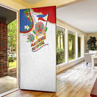 Philippines MassKara Festival Door Cover Smile Masks with Hawaiian Art Pattern and Tropical Plants LT03 - Polynesian Pride