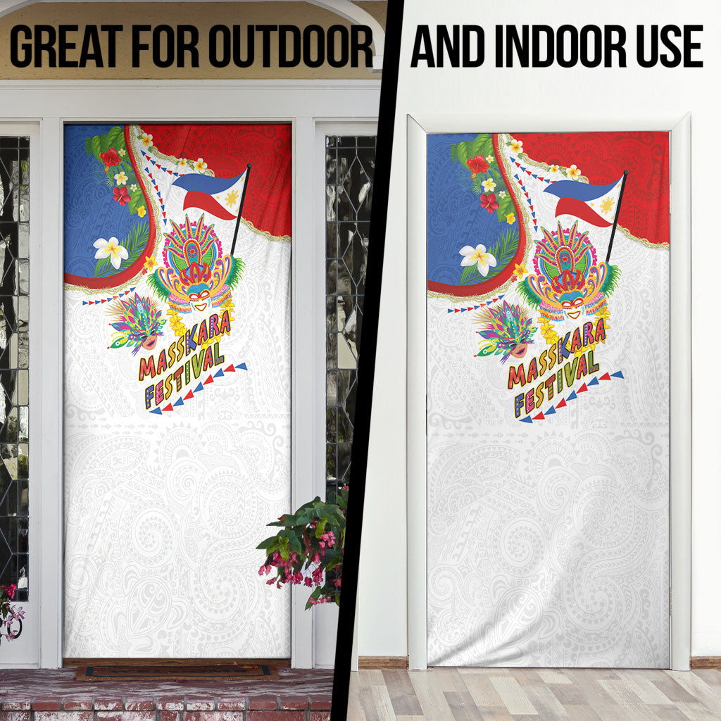 Philippines MassKara Festival Door Cover Smile Masks with Hawaiian Art Pattern and Tropical Plants LT03 - Polynesian Pride