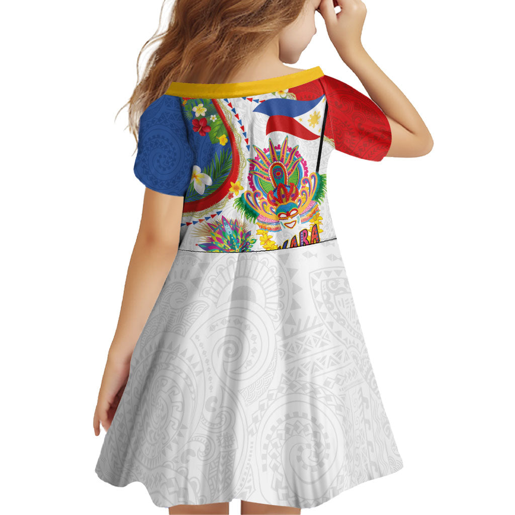 Philippines MassKara Festival Family Matching Off Shoulder Maxi Dress and Hawaiian Shirt Smile Masks with Hawaiian Art Pattern and Tropical Plants LT03 - Polynesian Pride