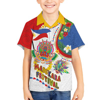 Philippines MassKara Festival Family Matching Summer Maxi Dress and Hawaiian Shirt Smile Masks with Hawaiian Art Pattern and Tropical Plants LT03 Son's Shirt Multicolor - Polynesian Pride
