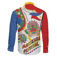 Philippines MassKara Festival Family Matching Tank Maxi Dress and Hawaiian Shirt Smile Masks with Hawaiian Art Pattern and Tropical Plants LT03 - Polynesian Pride