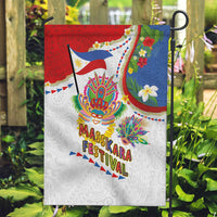 Philippines MassKara Festival Garden Flag Smile Masks with Hawaiian Art Pattern and Tropical Plants LT03 Garden Flag Multicolor - Polynesian Pride