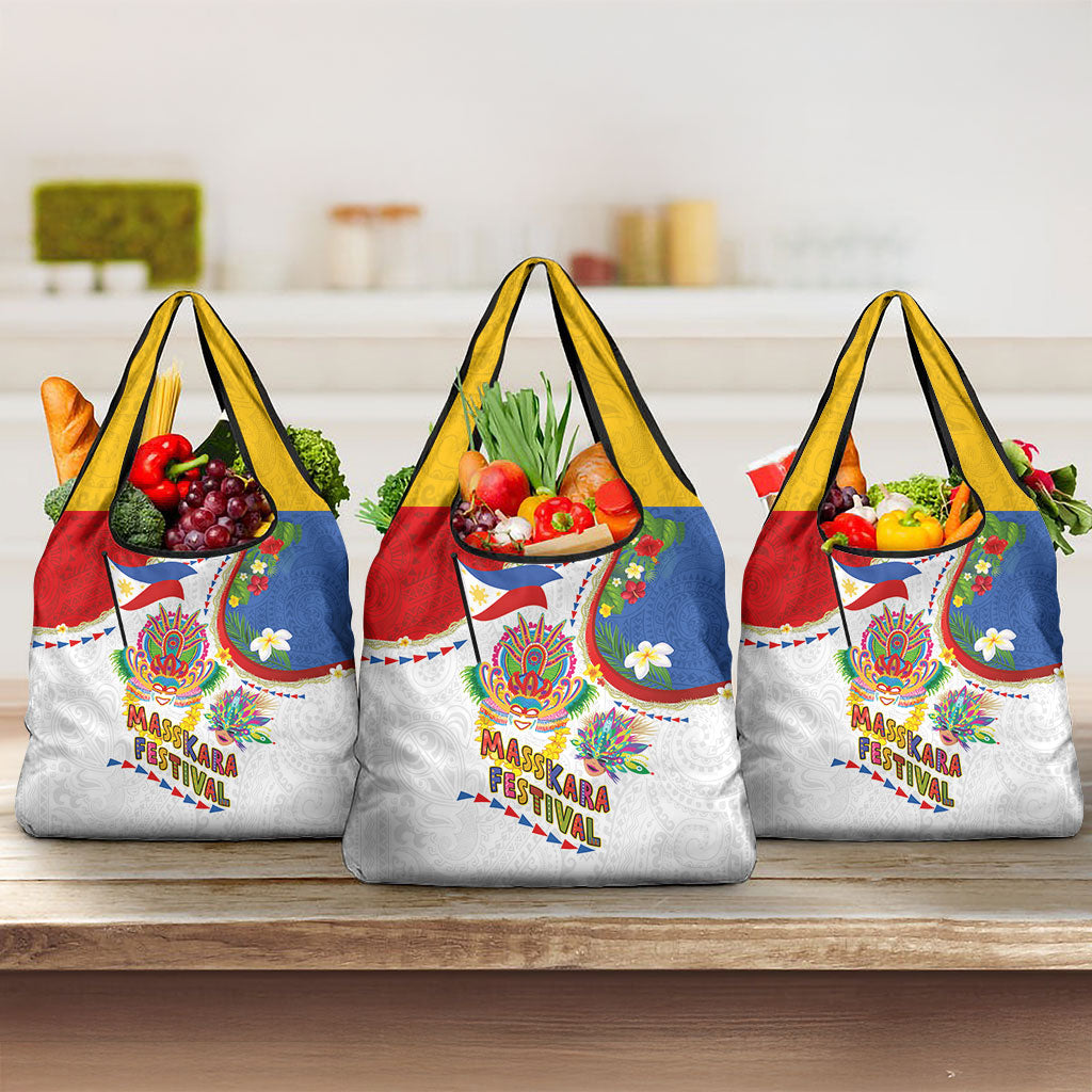 Philippines MassKara Festival Grocery Bag Smile Masks with Hawaiian Art Pattern and Tropical Plants LT03 3-pack One Size Multicolor - Polynesian Pride