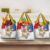 Philippines MassKara Festival Grocery Bag Smile Masks with Hawaiian Art Pattern and Tropical Plants LT03 3-pack One Size Multicolor - Polynesian Pride