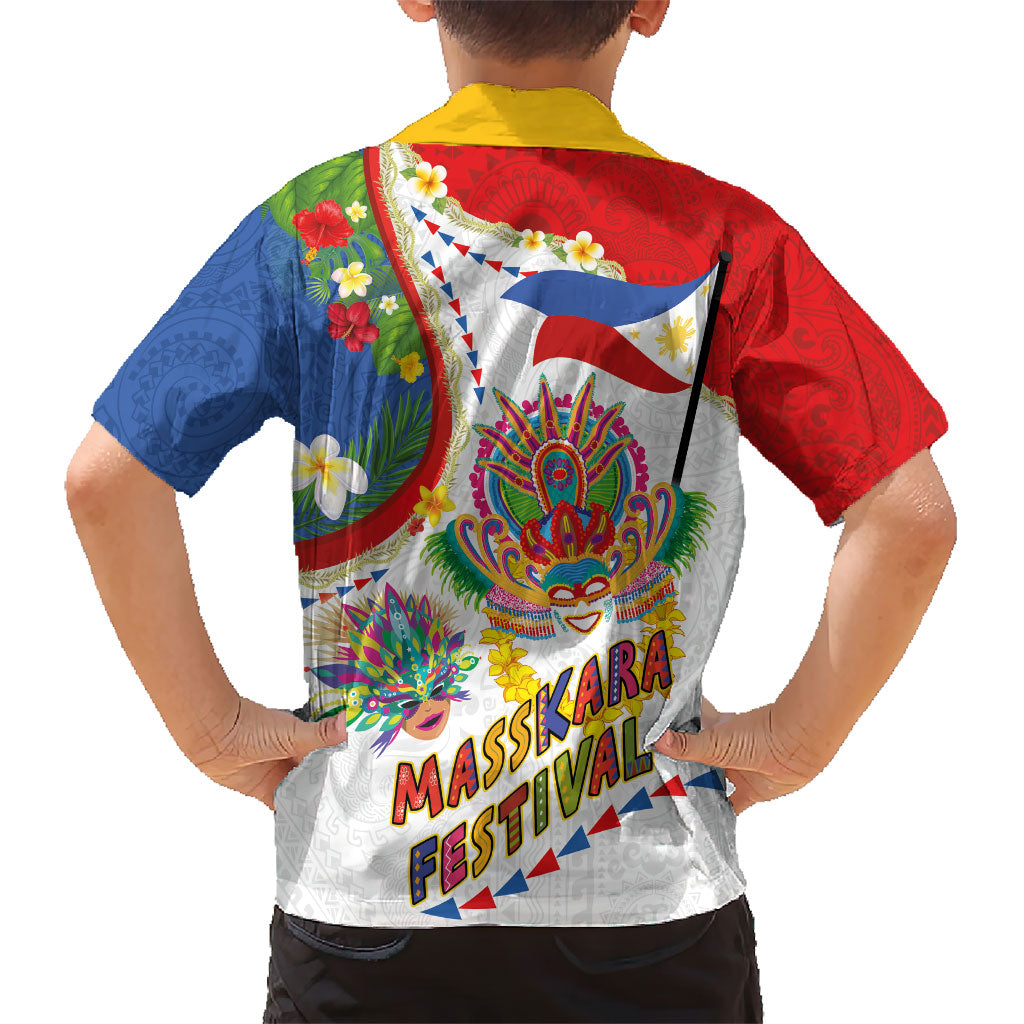 Philippines MassKara Festival Hawaiian Shirt Smile Masks with Hawaiian Art Pattern and Tropical Plants LT03 - Polynesian Pride