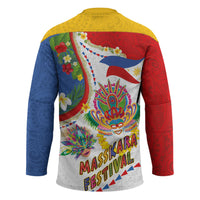 Philippines MassKara Festival Hockey Jersey Smile Masks with Hawaiian Art Pattern and Tropical Plants LT03 - Polynesian Pride