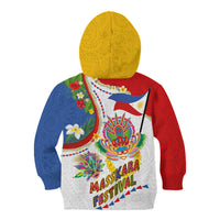 Philippines MassKara Festival Kid Hoodie Smile Masks with Hawaiian Art Pattern and Tropical Plants LT03 - Polynesian Pride