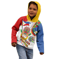 Philippines MassKara Festival Kid Hoodie Smile Masks with Hawaiian Art Pattern and Tropical Plants LT03 - Polynesian Pride