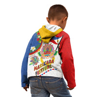 Philippines MassKara Festival Kid Hoodie Smile Masks with Hawaiian Art Pattern and Tropical Plants LT03 - Polynesian Pride