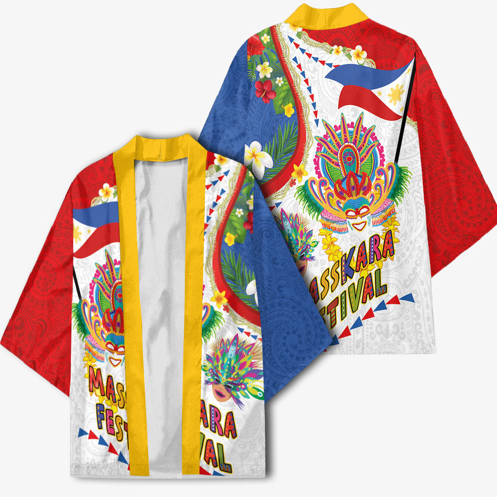 Philippines MassKara Festival Kimono Smile Masks with Hawaiian Art Pattern and Tropical Plants LT03 - Polynesian Pride