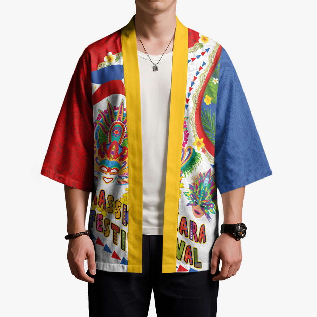 Philippines MassKara Festival Kimono Smile Masks with Hawaiian Art Pattern and Tropical Plants LT03 - Polynesian Pride