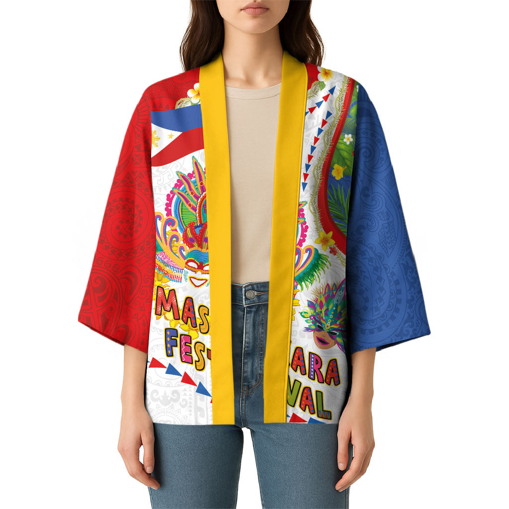Philippines MassKara Festival Kimono Smile Masks with Hawaiian Art Pattern and Tropical Plants LT03 - Polynesian Pride