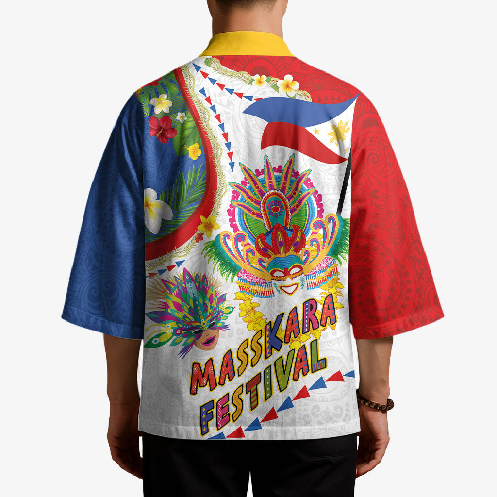 Philippines MassKara Festival Kimono Smile Masks with Hawaiian Art Pattern and Tropical Plants LT03 - Polynesian Pride