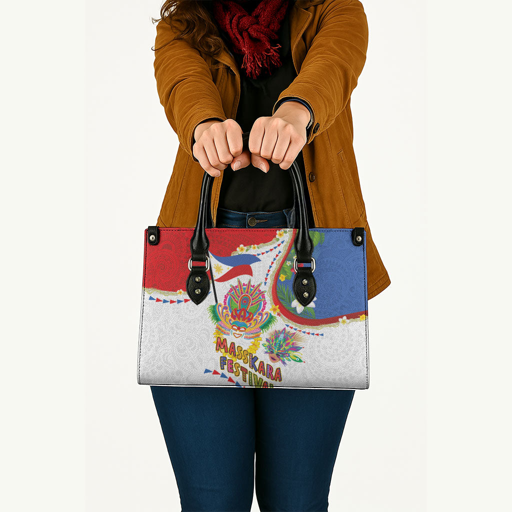 Philippines MassKara Festival Leather Bag Smile Masks with Hawaiian Art Pattern and Tropical Plants LT03 - Polynesian Pride