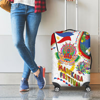 Philippines MassKara Festival Luggage Cover Smile Masks with Hawaiian Art Pattern and Tropical Plants LT03 - Polynesian Pride