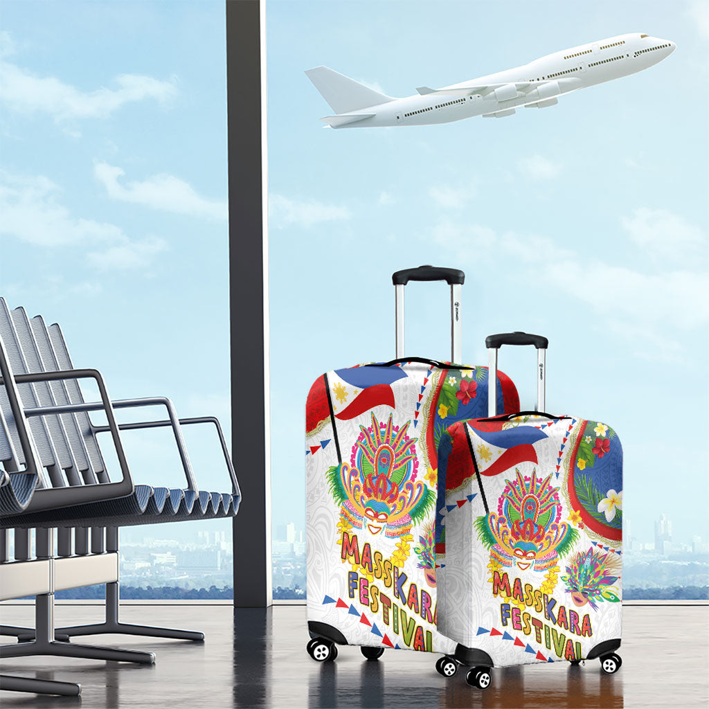 Philippines MassKara Festival Luggage Cover Smile Masks with Hawaiian Art Pattern and Tropical Plants LT03 - Polynesian Pride
