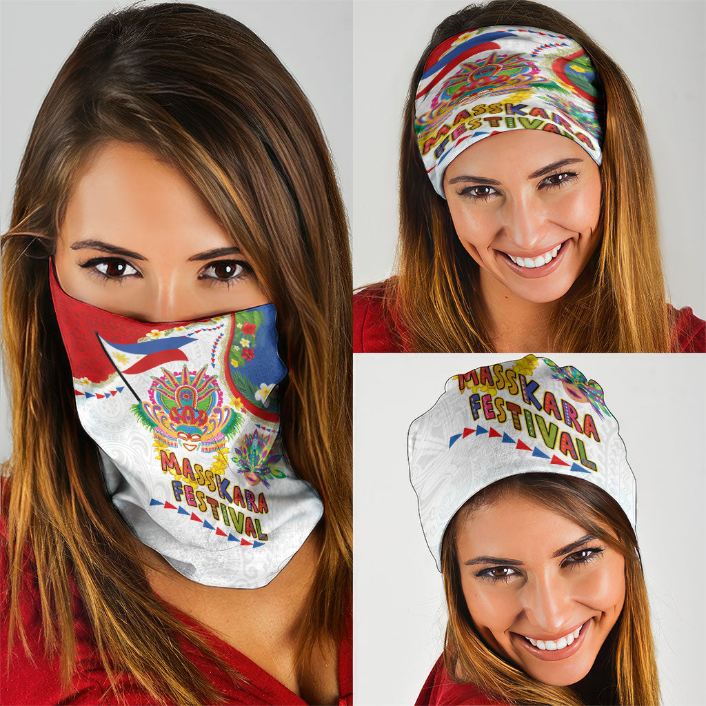 Philippines MassKara Festival Neck Gaiter Smile Masks with Hawaiian Art Pattern and Tropical Plants LT03 - Polynesian Pride