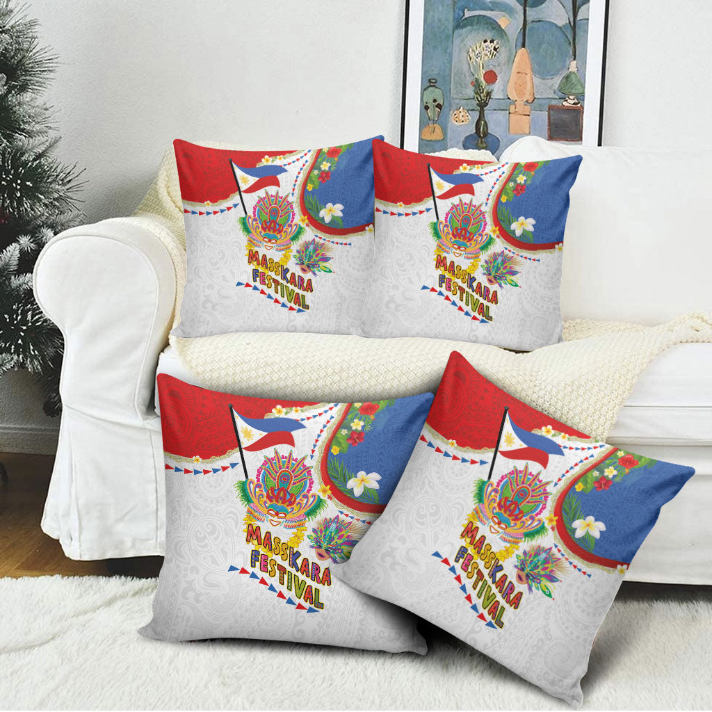 Philippines MassKara Festival Pillow Cover Smile Masks with Hawaiian Art Pattern and Tropical Plants LT03 - Polynesian Pride