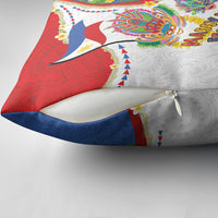 Philippines MassKara Festival Pillow Cover Smile Masks with Hawaiian Art Pattern and Tropical Plants LT03 - Polynesian Pride