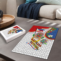 Philippines MassKara Festival Puzzle Smile Masks with Hawaiian Art Pattern and Tropical Plants LT03 - Polynesian Pride
