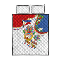 Philippines MassKara Festival Quilt Bed Set Smile Masks with Hawaiian Art Pattern and Tropical Plants LT03 - Polynesian Pride