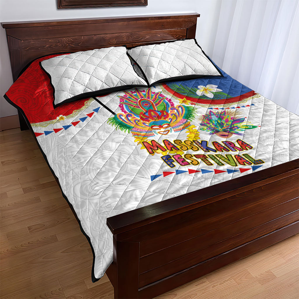 Philippines MassKara Festival Quilt Bed Set Smile Masks with Hawaiian Art Pattern and Tropical Plants LT03 - Polynesian Pride