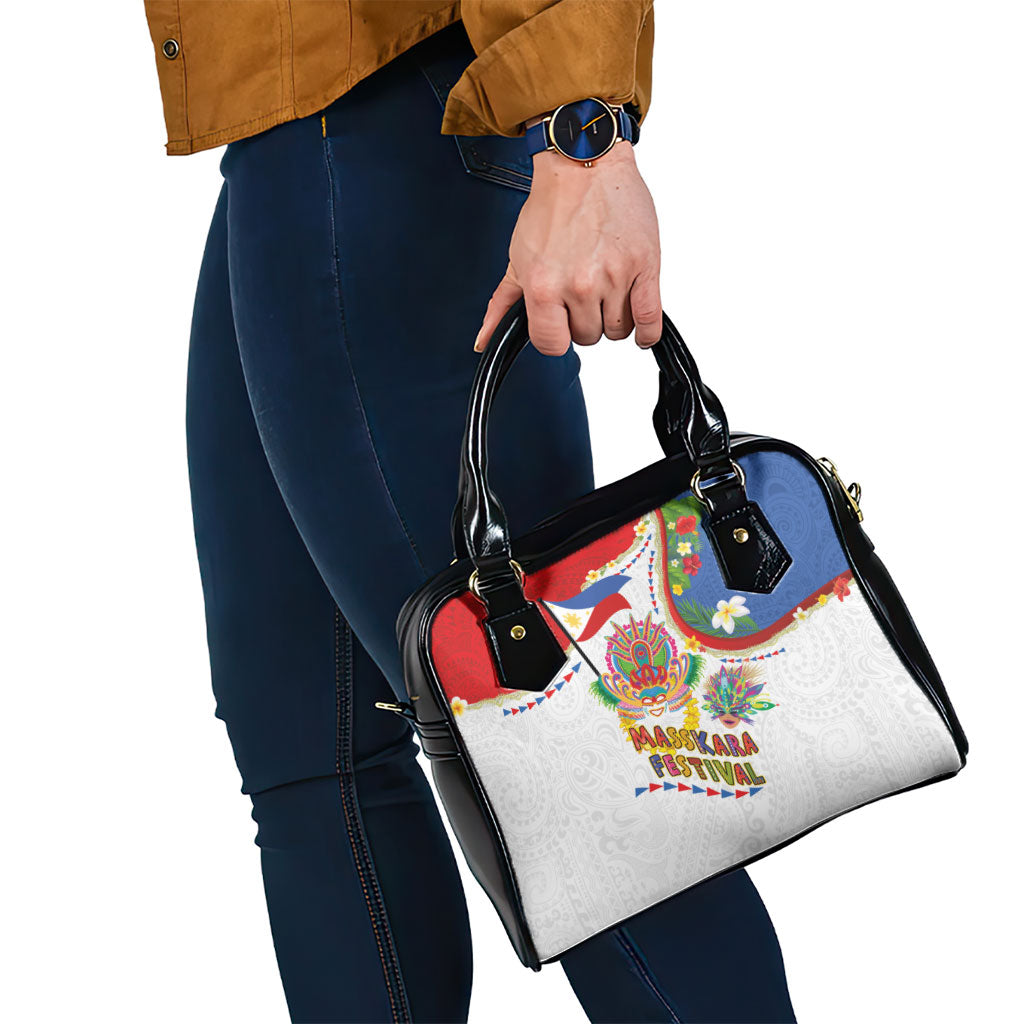 Philippines MassKara Festival Shoulder Handbag Smile Masks with Hawaiian Art Pattern and Tropical Plants LT03 - Polynesian Pride