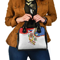 Philippines MassKara Festival Shoulder Handbag Smile Masks with Hawaiian Art Pattern and Tropical Plants LT03 - Polynesian Pride