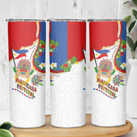 Philippines MassKara Festival Skinny Tumbler Smile Masks with Hawaiian Art Pattern and Tropical Plants LT03 - Polynesian Pride