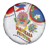 Philippines MassKara Festival Spare Tire Cover Smile Masks with Hawaiian Art Pattern and Tropical Plants LT03 - Polynesian Pride