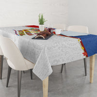 Philippines MassKara Festival Tablecloth Smile Masks with Hawaiian Art Pattern and Tropical Plants LT03 - Polynesian Pride