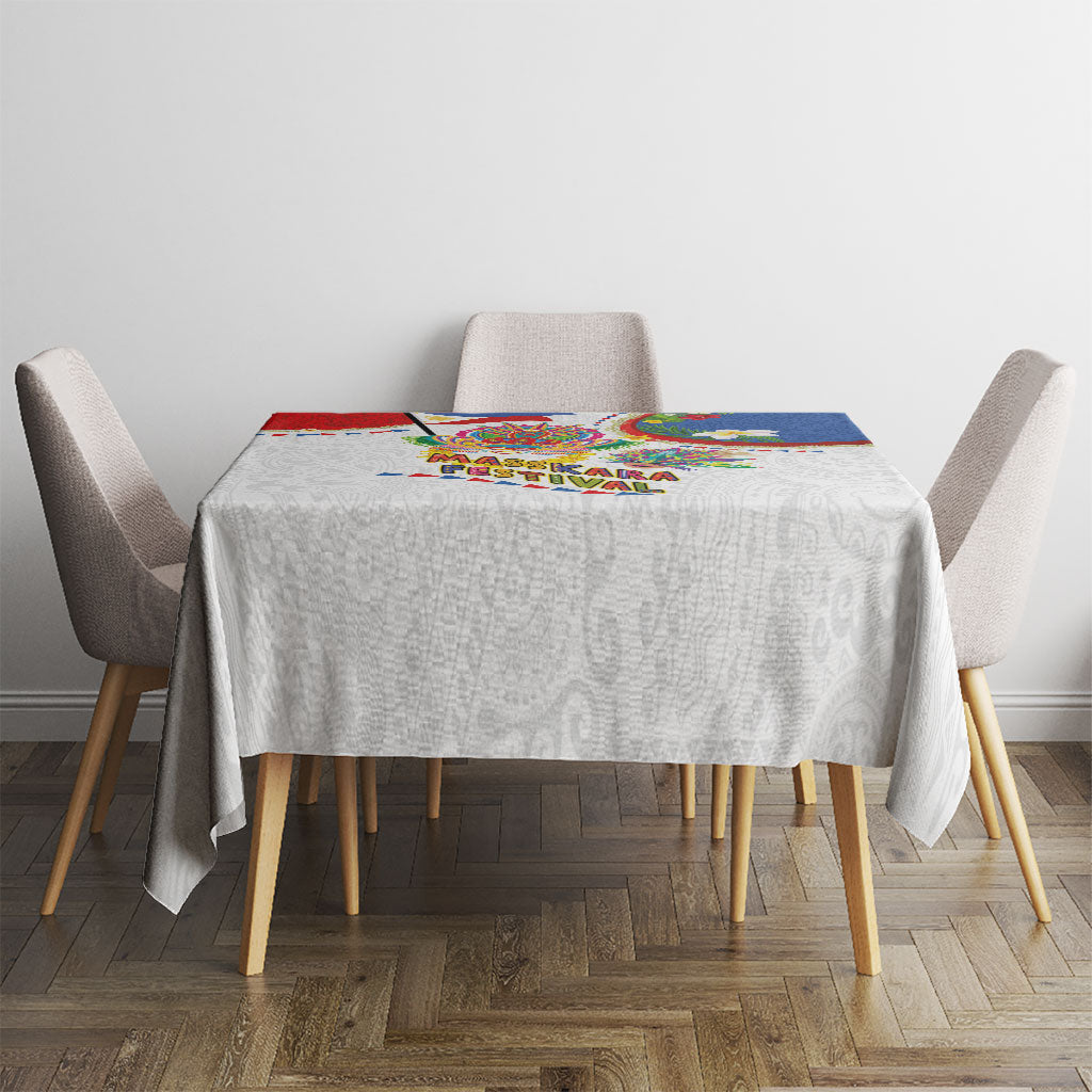 Philippines MassKara Festival Tablecloth Smile Masks with Hawaiian Art Pattern and Tropical Plants LT03 - Polynesian Pride