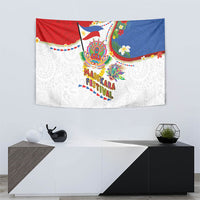 Philippines MassKara Festival Tapestry Smile Masks with Hawaiian Art Pattern and Tropical Plants LT03 - Polynesian Pride