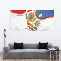 Philippines MassKara Festival Tapestry Smile Masks with Hawaiian Art Pattern and Tropical Plants LT03 - Polynesian Pride