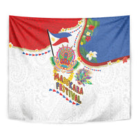 Philippines MassKara Festival Tapestry Smile Masks with Hawaiian Art Pattern and Tropical Plants LT03 - Polynesian Pride