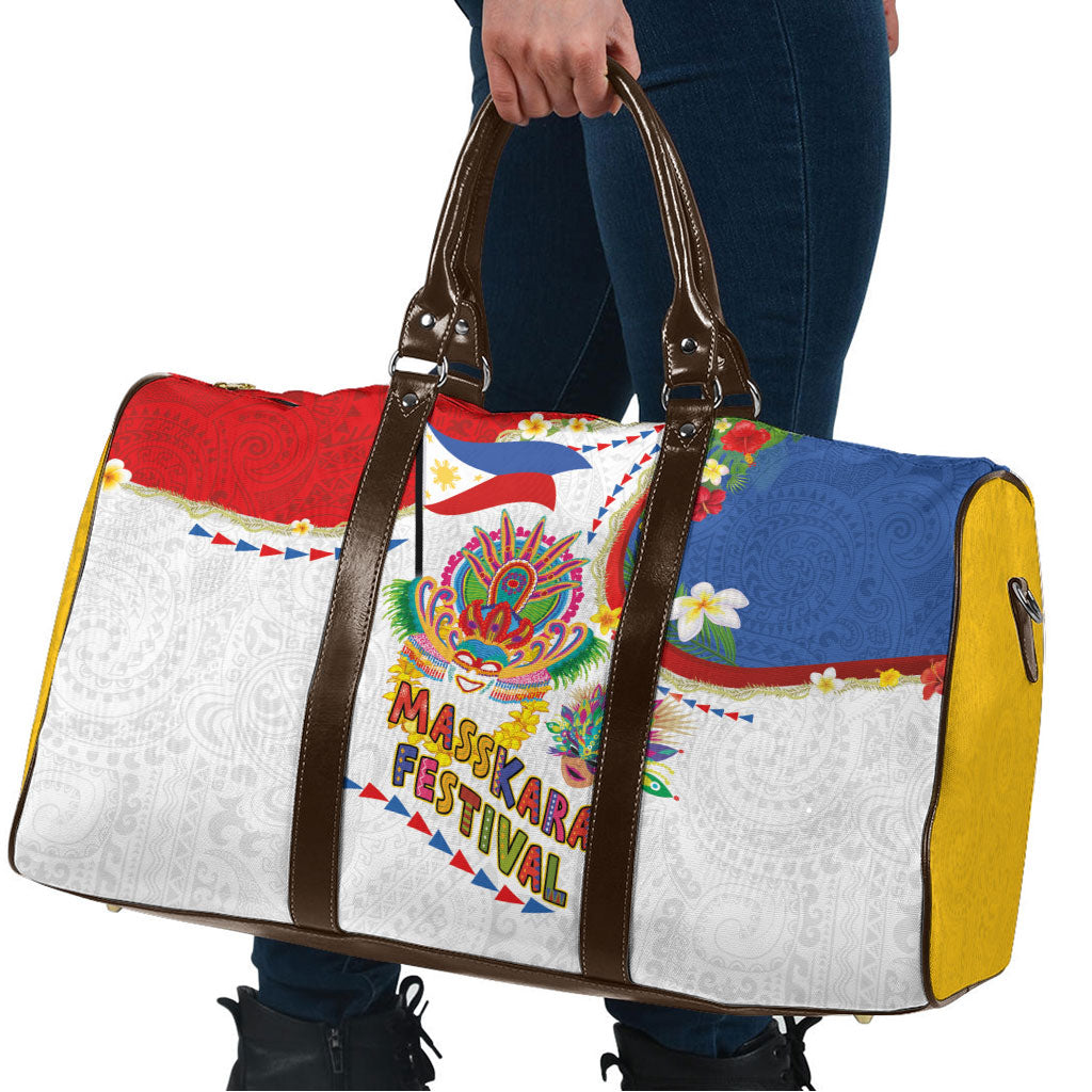 Philippines MassKara Festival Travel Bag Smile Masks with Hawaiian Art Pattern and Tropical Plants LT03 - Polynesian Pride