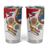 Philippines MassKara Festival Tumbler Cup Smile Masks with Hawaiian Art Pattern and Tropical Plants LT03 Multicolor - Polynesian Pride