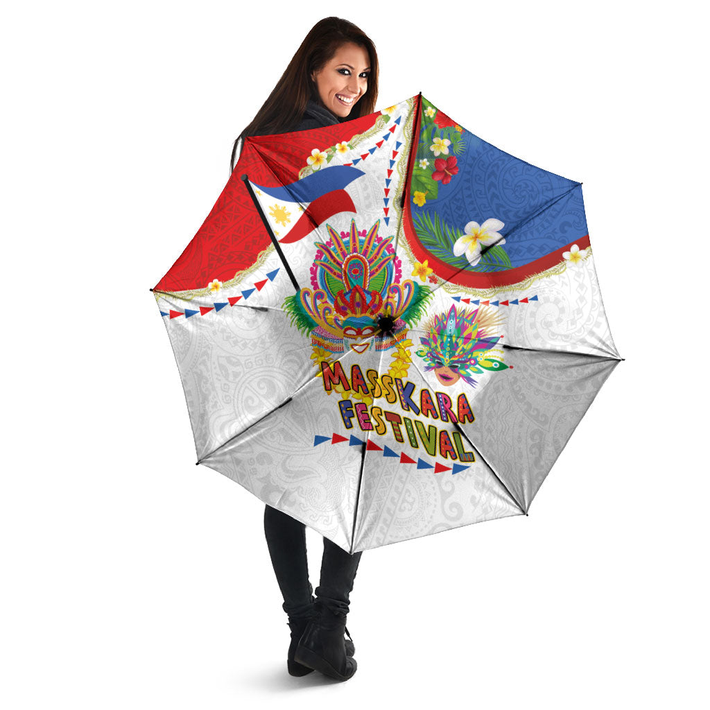 Philippines MassKara Festival Umbrella Smile Masks with Hawaiian Art Pattern and Tropical Plants LT03 - Polynesian Pride