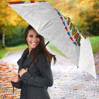 Philippines MassKara Festival Umbrella Smile Masks with Hawaiian Art Pattern and Tropical Plants LT03 - Polynesian Pride