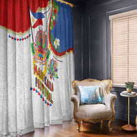 Philippines MassKara Festival Window Curtain Smile Masks with Hawaiian Art Pattern and Tropical Plants LT03 - Polynesian Pride