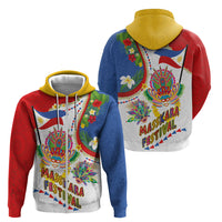 Philippines MassKara Festival Zip Hoodie Smile Masks with Hawaiian Art Pattern and Tropical Plants LT03 - Polynesian Pride