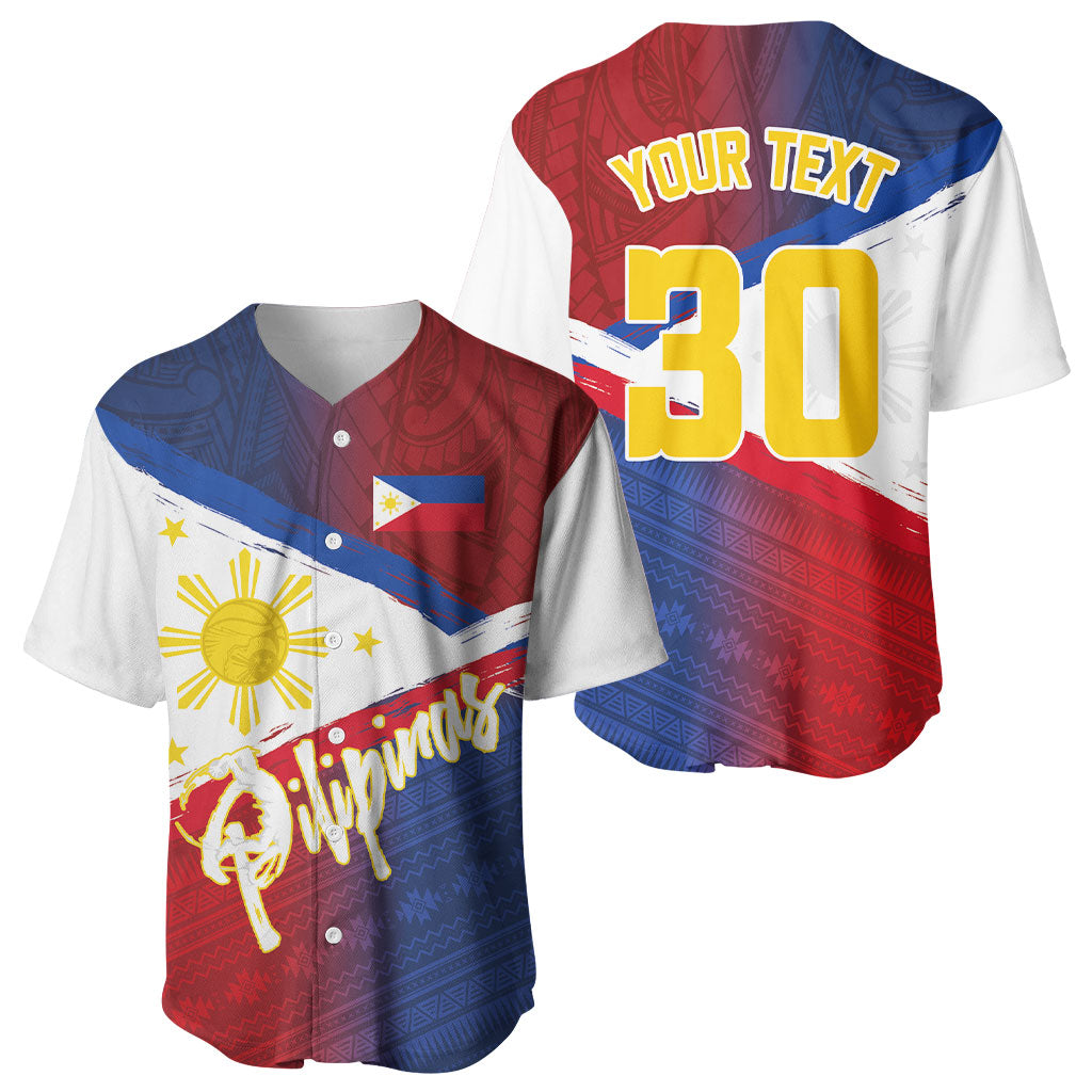 Philippines Basketball Custom Baseball Jersey Pilipinas Tribal Pattern LT03 - Polynesian Pride
