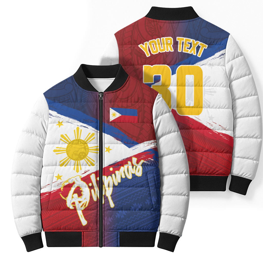 Philippines Basketball Custom Bomber Puffer Jacket Pilipinas Tribal Pattern LT03 - Polynesian Pride