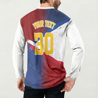 Philippines Basketball Custom Button Sweatshirt Pilipinas Tribal Pattern LT03 - Polynesian Pride