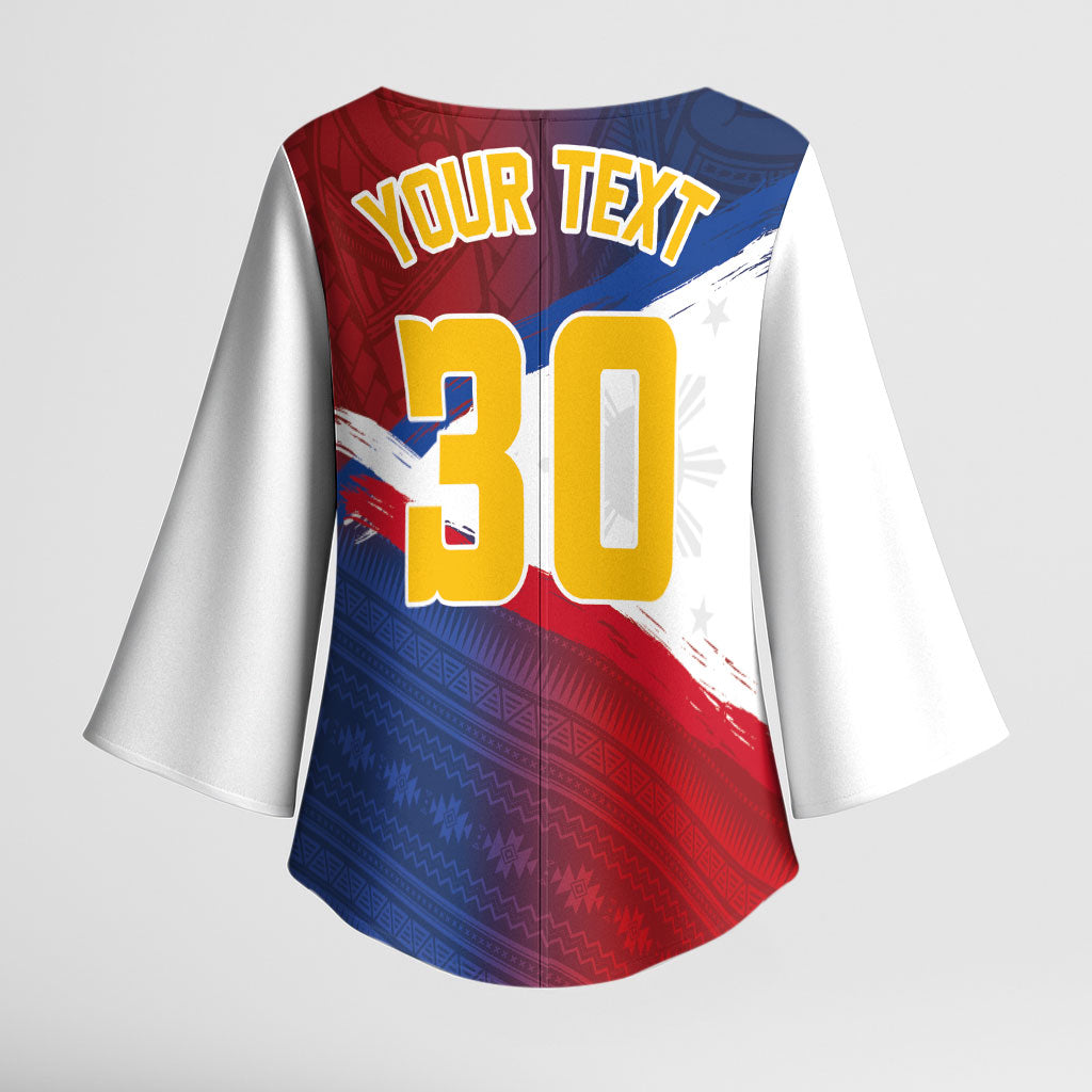 Philippines Basketball Custom Kimono Sleeve Blouse Pilipinas Tribal Pattern LT03 - Polynesian Pride