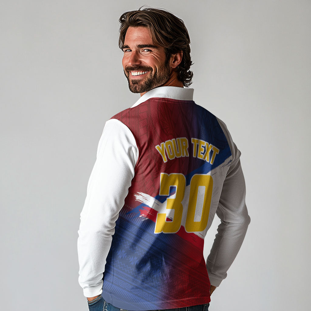 Philippines Basketball Custom Long Sleeve Polo Shirt Pilipinas Tribal Pattern LT03 - Polynesian Pride