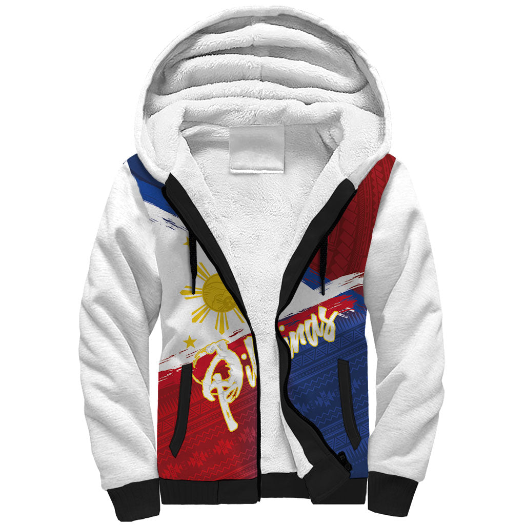 Philippines Basketball Custom Sherpa Hoodie Pilipinas Tribal Pattern LT03 Unisex Multicolor - Polynesian Pride